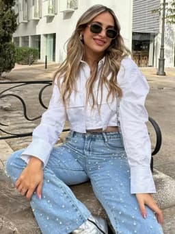 SLTNX 2026 Women Solid White Blouse Long Sleeve With Pocket Casual Loose Chic Tops Office Lady Fashion Basic Versatile Shirt