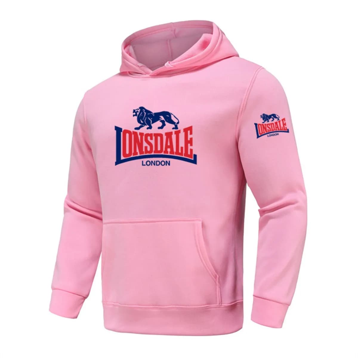 LONSDALE 2026 Spring Men's Printed Hooded Fashion Pullover Sweater Loose Fit Harajuku Casual Street Style Long Sleeve
