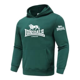 LONSDALE 2026 Spring Men's Printed Hooded Fashion Pullover Sweater Loose Fit Harajuku Casual Street Style Long Sleeve