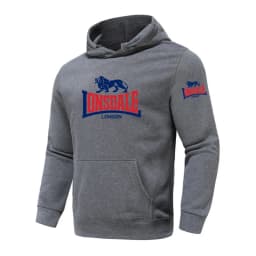 LONSDALE 2026 Spring Men's Printed Hooded Fashion Pullover Sweater Loose Fit Harajuku Casual Street Style Long Sleeve