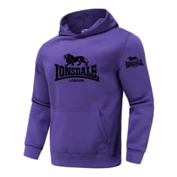 LONSDALE 2026 Spring Men's Printed Hooded Fashion Pullover Sweater Loose Fit Harajuku Casual Street Style Long Sleeve