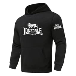 LONSDALE 2026 Spring Men's Printed Hooded Fashion Pullover Sweater Loose Fit Harajuku Casual Street Style Long Sleeve
