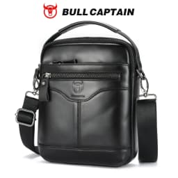 BULLCAPTAIN Men's crossbody bag, fashionable genuine leather bag, trendy retro men's top layer cowhide shoulder bag