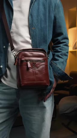 BULLCAPTAIN Men's crossbody bag, fashionable genuine leather bag, trendy retro men's top layer cowhide shoulder bag