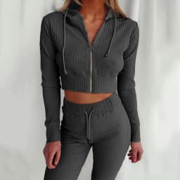Women's Slim Fit Hooded Long Sleeve Waist Suit Casual Sports Zipper Trendy Fashion 2026