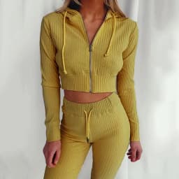 Women's Slim Fit Hooded Long Sleeve Waist Suit Casual Sports Zipper Trendy Fashion 2026