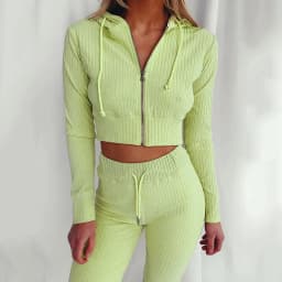 Women's Slim Fit Hooded Long Sleeve Waist Suit Casual Sports Zipper Trendy Fashion 2026