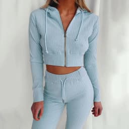 Women's Slim Fit Hooded Long Sleeve Waist Suit Casual Sports Zipper Trendy Fashion 2026