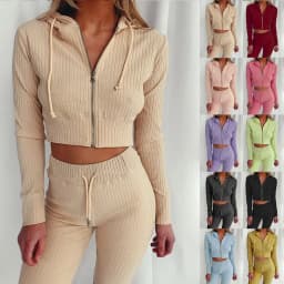 Women's Slim Fit Hooded Long Sleeve Waist Suit Casual Sports Zipper Trendy Fashion 2026