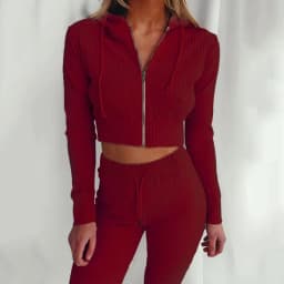 Women's Slim Fit Hooded Long Sleeve Waist Suit Casual Sports Zipper Trendy Fashion 2026