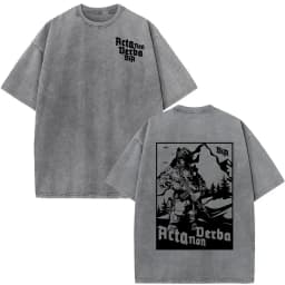 Vintage Washed Justicia Brothers in Arms Double Sided Print T-shirt Men Clothing Casual Cotton Oversized Short Sleeves T Shirts