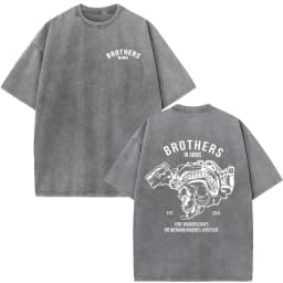 Vintage Washed Justicia Brothers in Arms Double Sided Print T-shirt Men Clothing Casual Cotton Oversized Short Sleeves T Shirts