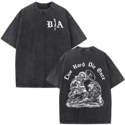 Vintage Washed Justicia Brothers in Arms Double Sided Print T-shirt Men Clothing Casual Cotton Oversized Short Sleeves T Shirts