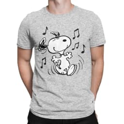 Casual Peanuts Snoopy Dancing T Shirt For Men Women Round Neck Short Sleeve Top Tee Cotton Summer Tops