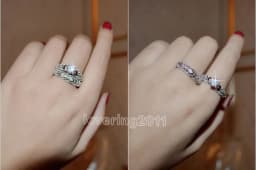 14K White Gold Vintage Lovers Lab Diamond Ring Sets Jewelry Engagement Wedding Band Rings for Women Party Bijou