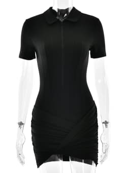 JULISSA MO Irregular Turn-down Collar Zipper Women Bodysuit Short Sleeve High Waist Bodysuit Autumn Slim Elegant Sporty Playsuit
