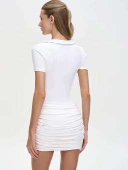 JULISSA MO Irregular Turn-down Collar Zipper Women Bodysuit Short Sleeve High Waist Bodysuit Autumn Slim Elegant Sporty Playsuit