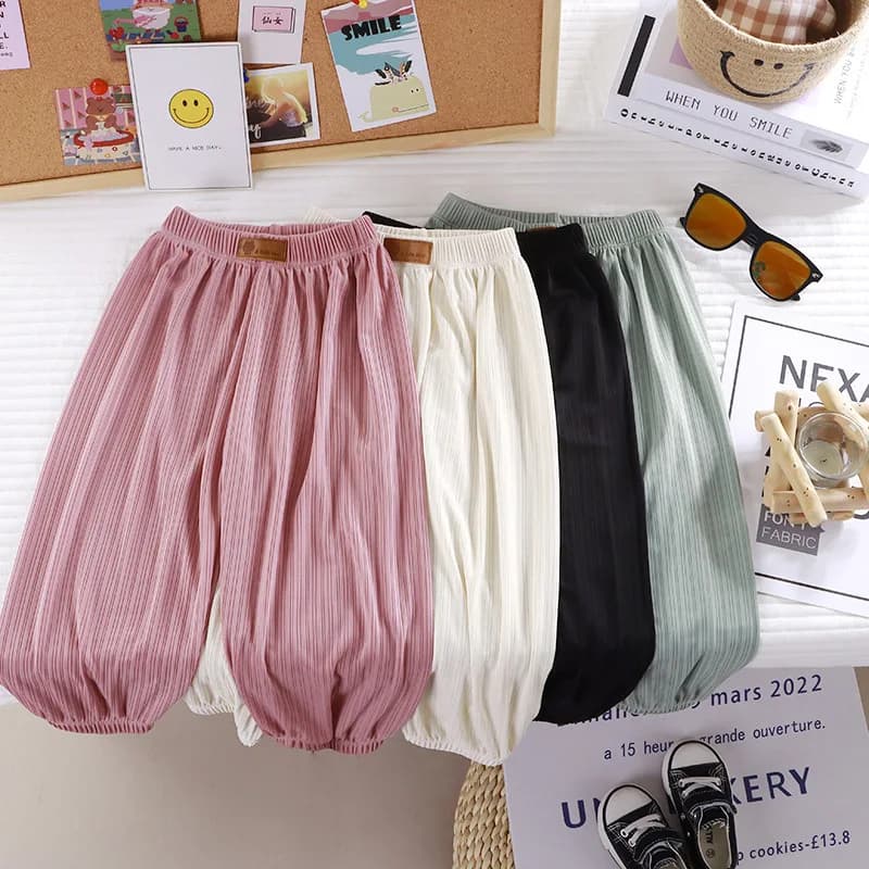 2026 Kids Summer Ice Silk Mosquito Repellent Pants Breathable Harem Pants Thin Boys Girls Casual Mosquito Pants