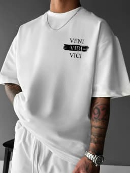 Veni Vidi Vici Men's T-shirt Twisted David Statue Printed Street Fashion Casual Cotton T-shirt