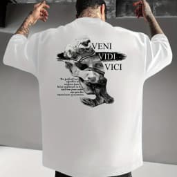 Veni Vidi Vici Men's T-shirt Twisted David Statue Printed Street Fashion Casual Cotton T-shirt