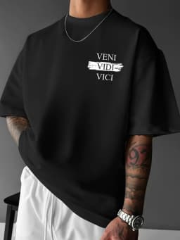 Veni Vidi Vici Men's T-shirt Twisted David Statue Printed Street Fashion Casual Cotton T-shirt