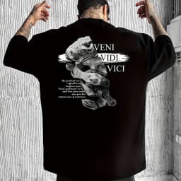 Veni Vidi Vici Men's T-shirt Twisted David Statue Printed Street Fashion Casual Cotton T-shirt