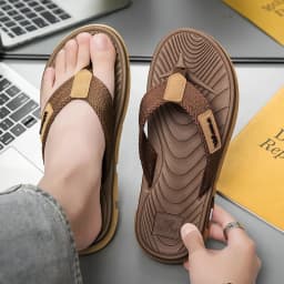 Men's Non-Slip Flip Flops Breathable Wear-Resistant Thong Sandals Casual Beach Slippers Comfortable Soft Sole