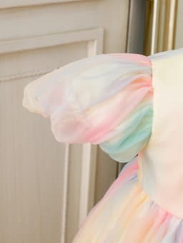 Summer New Gradient Rainbow Tulle Princess Skirt for Girls Elegant Fairy Tale Style Children's Dress