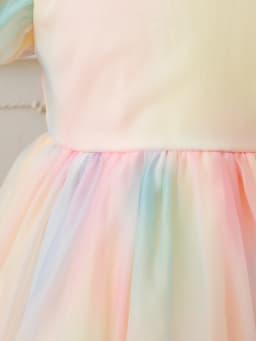 Summer New Gradient Rainbow Tulle Princess Skirt for Girls Elegant Fairy Tale Style Children's Dress