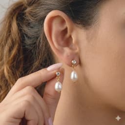 2PCS Western-Style Earrings: Natural Freshwater Pearl & Diamond-Accented Studs—Versatile and Fade-Resistant