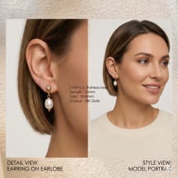2PCS Western-Style Earrings: Natural Freshwater Pearl & Diamond-Accented Studs—Versatile and Fade-Resistant