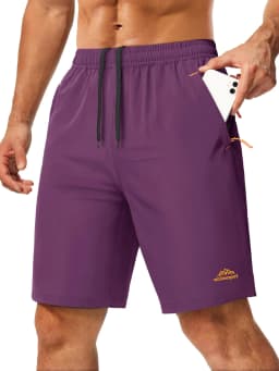Men's 9" Quick Dry Running Gym Workout Shorts Lightweight Breathable Summer Shorts with 3 Zipper Pockets