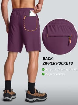 Men's 9" Quick Dry Running Gym Workout Shorts Lightweight Breathable Summer Shorts with 3 Zipper Pockets