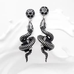 Drop Earrings Black Snake with Stone Vintage Gift For Women High Quality Real 925 Sterling Silver Fine Jewelry