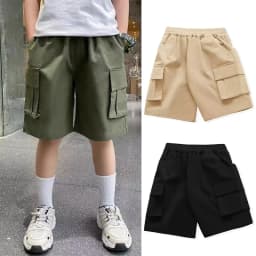 New Summer Teenage Boys Shorts Pants Casual Solid Color Loose Knee-Length Cargo Pants For Kids 3-14 Years Children Trousers