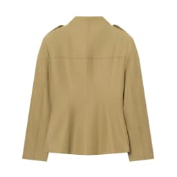 Military Style Utility Jacket Women Khaki Stand Collar Button Front Pocket Detail Casual Outfit