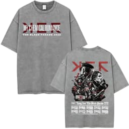 Rock Band My Chemical Romance Washed T-shirt The Black Parade 2026 Tour T-shirts Men's Clothing Gothic Loose T Shirts Streetwear