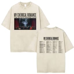 Rock Band My Chemical Romance Washed T-shirt The Black Parade 2026 Tour T-shirts Men's Clothing Gothic Loose T Shirts Streetwear
