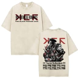 Rock Band My Chemical Romance Washed T-shirt The Black Parade 2026 Tour T-shirts Men's Clothing Gothic Loose T Shirts Streetwear
