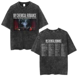 Rock Band My Chemical Romance Washed T-shirt The Black Parade 2026 Tour T-shirts Men's Clothing Gothic Loose T Shirts Streetwear