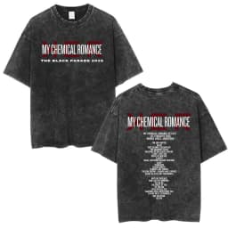 Rock Band My Chemical Romance Washed T-shirt The Black Parade 2026 Tour T-shirts Men's Clothing Gothic Loose T Shirts Streetwear