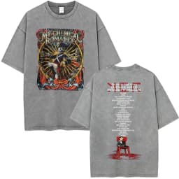 Rock Band My Chemical Romance Washed T-shirt The Black Parade 2026 Tour T-shirts Men's Clothing Gothic Loose T Shirts Streetwear