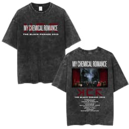 Rock Band My Chemical Romance Washed T-shirt The Black Parade 2026 Tour T-shirts Men's Clothing Gothic Loose T Shirts Streetwear