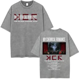 Rock Band My Chemical Romance Washed T-shirt The Black Parade 2026 Tour T-shirts Men's Clothing Gothic Loose T Shirts Streetwear