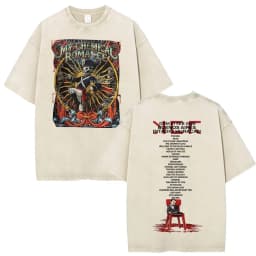 Rock Band My Chemical Romance Washed T-shirt The Black Parade 2026 Tour T-shirts Men's Clothing Gothic Loose T Shirts Streetwear