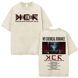 Rock Band My Chemical Romance Washed T-shirt The Black Parade 2026 Tour T-shirts Men's Clothing Gothic Loose T Shirts Streetwear