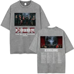 Rock Band My Chemical Romance Washed T-shirt The Black Parade 2026 Tour T-shirts Men's Clothing Gothic Loose T Shirts Streetwear