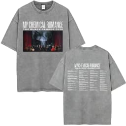 Rock Band My Chemical Romance Washed T-shirt The Black Parade 2026 Tour T-shirts Men's Clothing Gothic Loose T Shirts Streetwear