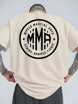 Mize Men's MMA Pattern T-shirt - Breathable 100% Comfortable Martial Arts Training Short Sleeve Top with Strike Fighting Print