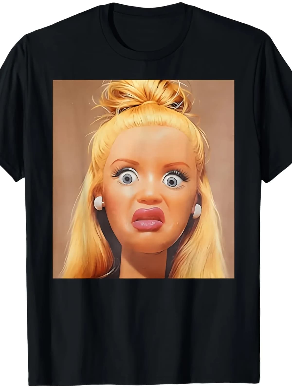 Funny Doll Face Y2K Graphic T Shirt Women Men Cotton Tee Summer Spring Oversized Tops ironic humor weirdcor Sarcastic Hilarious